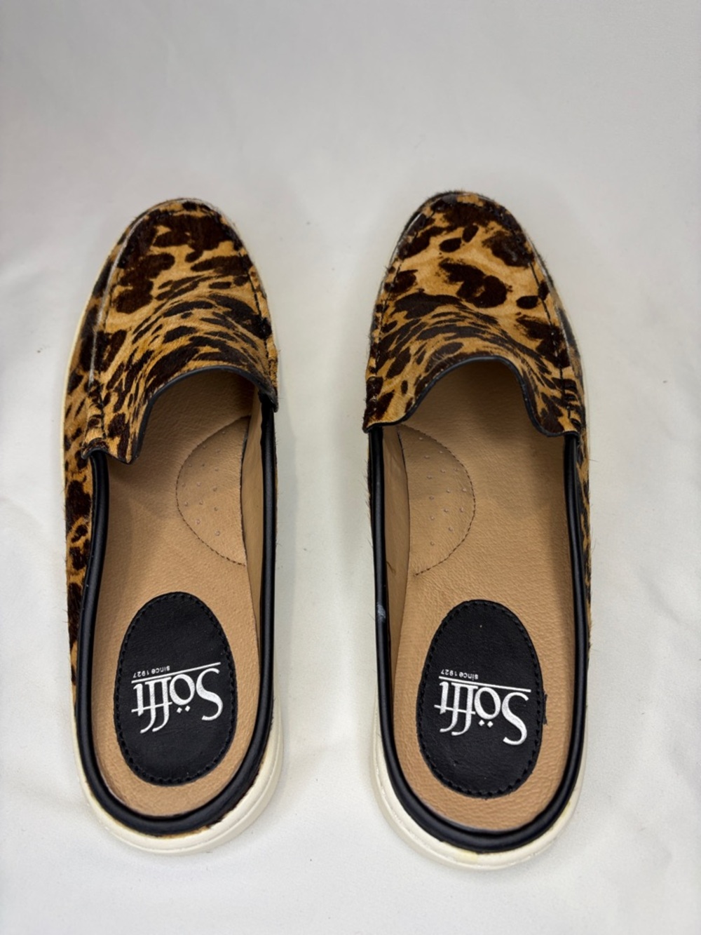Sofft Leopard Print Cow Hair Leather Slip-On Mules Women’s 8.5 - Picture 5 of 8